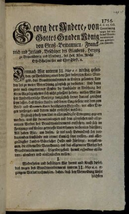 Regelungen zum Verbot des Brantweinbrennens aufgrund der Getreideknappheit.