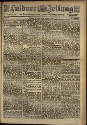 Erste Ausgabe vom Samstag, den 01. Dezember 1900.