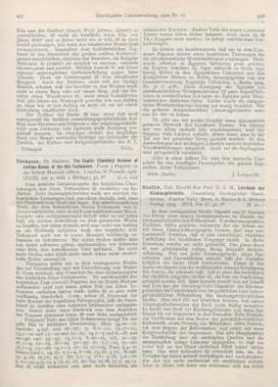 437-438 [Rezension] Thompson, Herbert, The Coptic Version of certain Books of the Old Testament