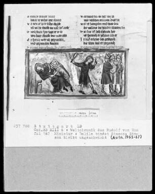 Weltchronik - Bruder Philipp — ---, Folio 1recto-256recto---, Folio 1recto-256rectoDalilah bindet Simson, Folio 162recto