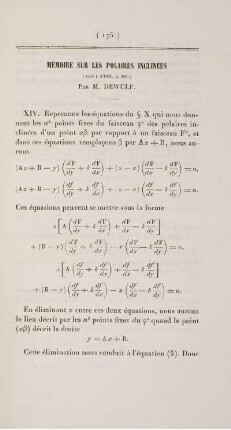 Mémoire sur les polaires inclinées.