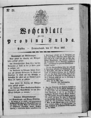 Nr. 21, Ausgabe vom 27. Mai 1837