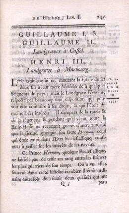 Guillaume I. & Guillaume II., Landgraves à Cassel. Henri III., Landgrave à Marbourg.