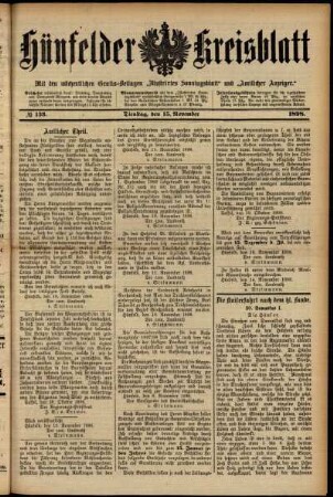 Ausgabe vom Dienstag, den 15. November 1898.