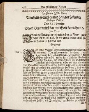 Die XVI. Predigt/ Deren Vertraulichkeit mit Gott betrachtend.