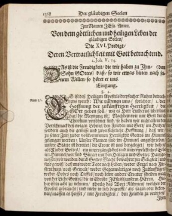 Die XVI. Predigt/ Deren Vertraulichkeit mit Gott betrachtend.