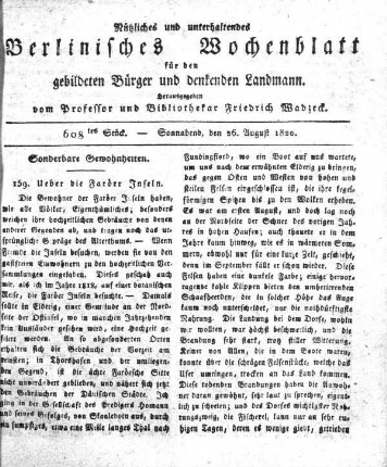608tes Stueck, Sonnabend, den 26. August 1820