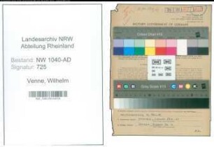 Entnazifizierung Wilhelm Ten Venne , geb. 07.10.1897 (Portier)