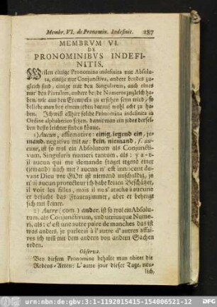 Membrum VI. De Pronominibus Indefinitis.