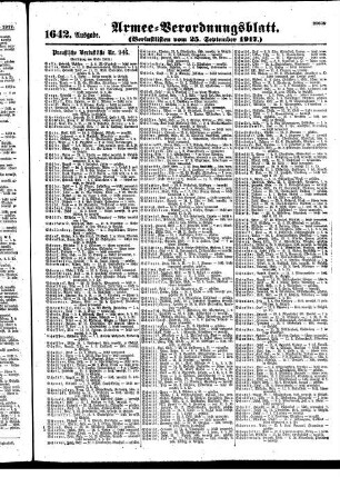 1642. Ausgabe. Dienstag, 25. September 1917
