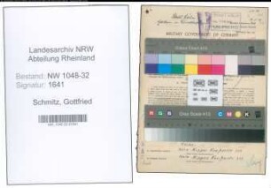 Entnazifizierung Gottfried Schmitz , geb. 14.04.1894 (Angestellter)