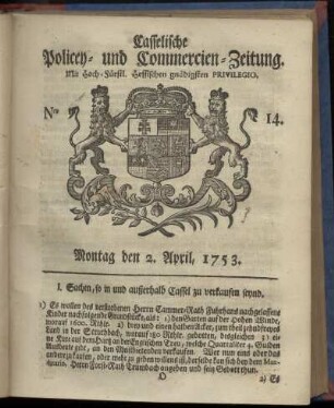 Nro. 14, Montag den 2. April 1753