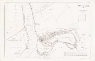 Hafen, Pillau: Lageplan (aus: Atlas zur Zeitschrift für Bauwesen, hrsg. v. L.v.Tiedemann, Jg. 33, 1883)