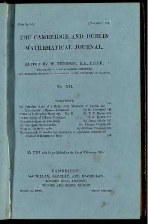 November 1847. No. XII.