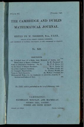 November 1847. No. XII.
