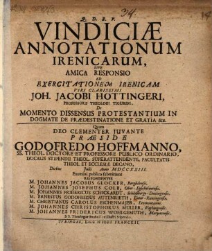 Vindiciae annotationum irenicarum ...