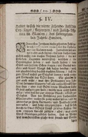 §. IV. Haltet in sich die vierte Zehende-Zahl der Ertz-Ketzer [...]