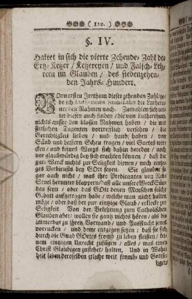 §. IV. Haltet in sich die vierte Zehende-Zahl der Ertz-Ketzer [...]