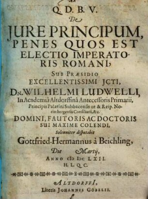De iure principum, penes quos est electio imperatoris Romani