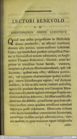 Lectori Benevolo S.D. Christophorus Frider. Loesnerus
