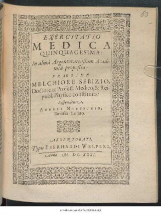 Exercitatio Medica Quinquagesima