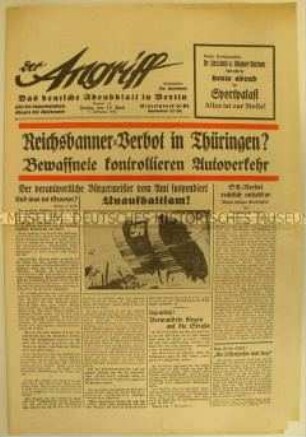 NS-Tageszeitung "Der Angriff" u.a. zum Verbot von SS und SA durch die Notverordnungen