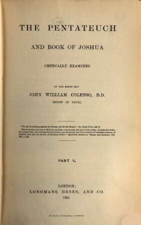 The Pentateuch and book of Joshua : critically examined, 5