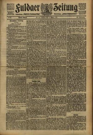 Erste Ausgabe vom Freitag, den 07. April 1911.