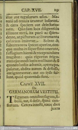 Caput XVII. De Germanorum Vestitu