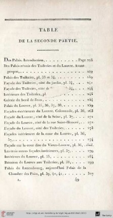 Table de la seconde partie