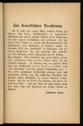 3, Zur freundlichen Beachtung