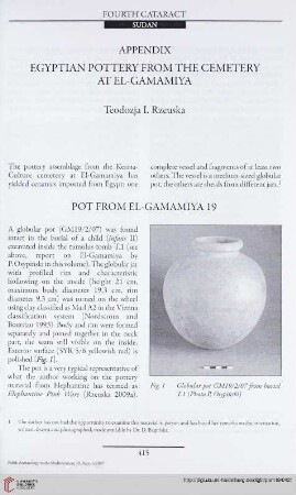 19: Appendix : Egyptian pottery from the cemetery at el-Gamamiya