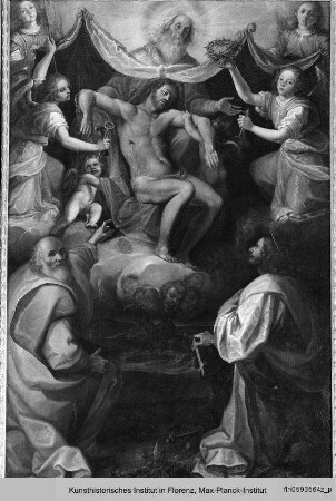 Zwei Heilige in Anbetung der Trinität - La Trinità