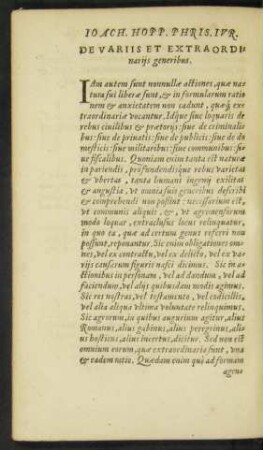 De Variis Et Extraordinariis generibus.
