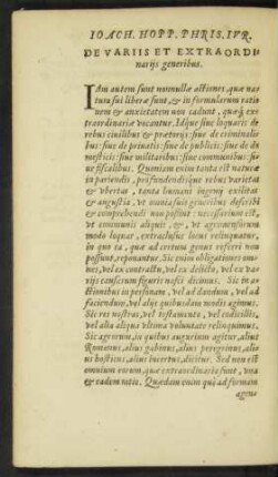 De Variis Et Extraordinariis generibus.