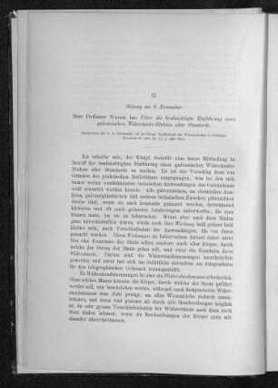 II.: Ueber die beabsichtigte Einführung eines galvanischen Widerstands-Etalons oder Standards (1861)