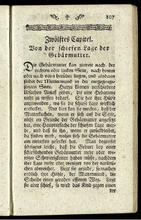 Zwölftes Capitel. Von der schiefen Lage der Gebärmutter.