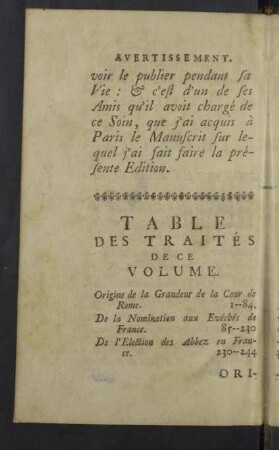 Table des traités de ce volume.