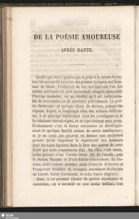 De La Poésie Amoureuse Après Dante