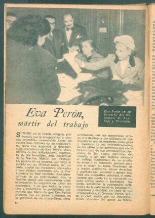 Eva Perón, mártir del trabajo