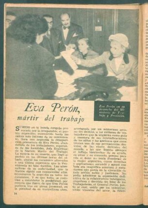 Eva Perón, mártir del trabajo
