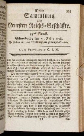 33tes Stuck. Schwabach, den 21. Julii,1758.