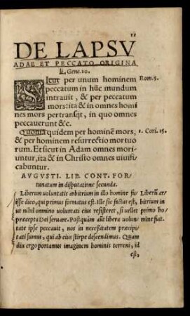 De Lapsu Adae Et Peccato Originali.
