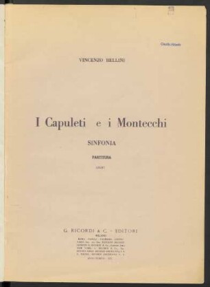 I Capuleti e i Montecchi : Sinfonia