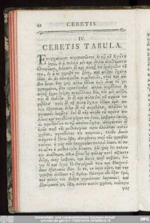 IV. Cebetis Tabula.