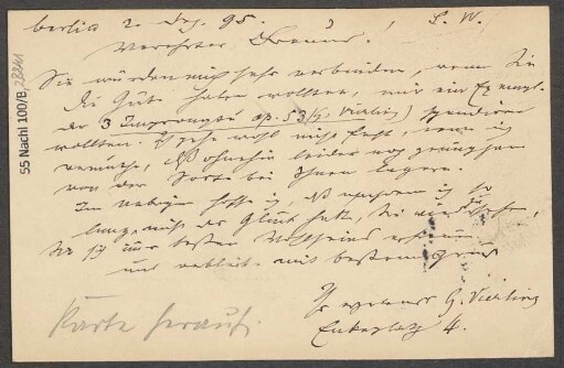 Brief an B. Schott's Söhne : 02.12.1895