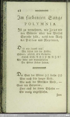 Im siebenten Sange Polymnia