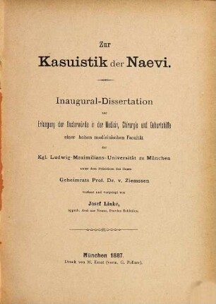 Zur Kasuistik der Naevi : Inaug.-Diss.