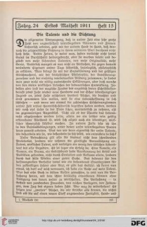 Die Talente und die Dichtung