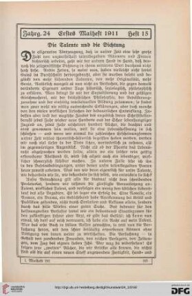 Die Talente und die Dichtung